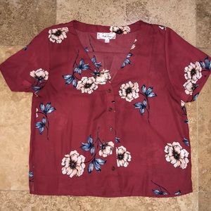 Pink rose floral top